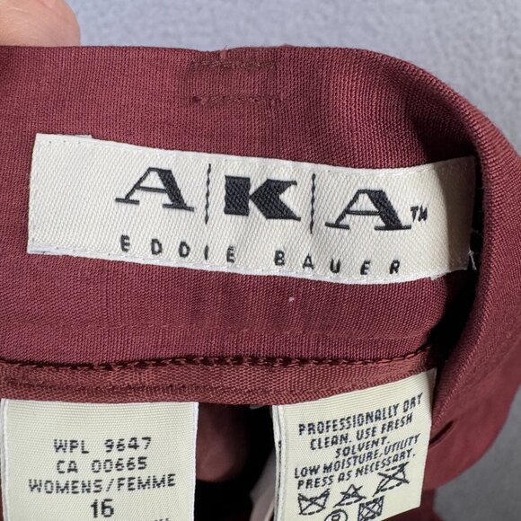 AKA Eddie Bauer Pants Womens Size 16 Vintage Red Brown Pleated Ankle Linen 90s - Picture 12 of 13